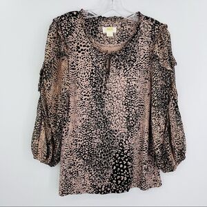 Anthropologie Maeve animal print 3/4 sleeve popover top women's size small‎